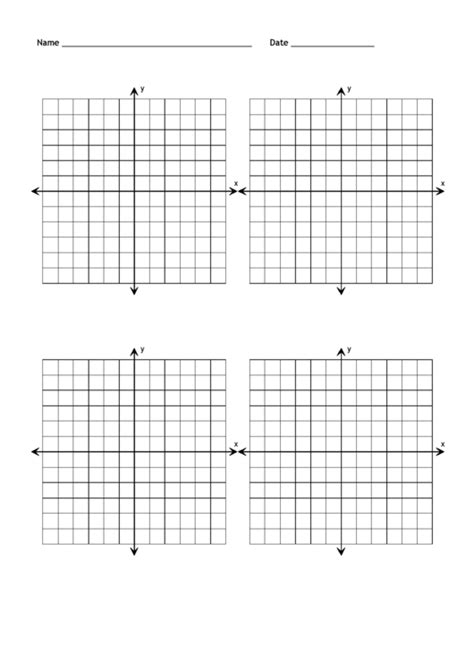 Blank Coordinate Grid Templates Four Per Page Printable Pdf Download