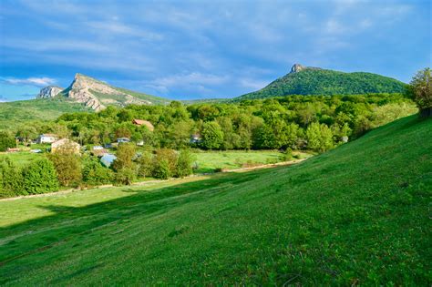 Wallpaper Landscape Forest Mountains Hill Nature Grass Field