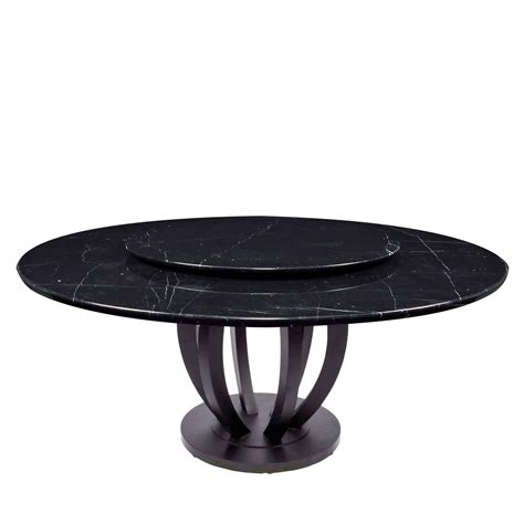 Decasa Round Marble Dining Table Black Marquina