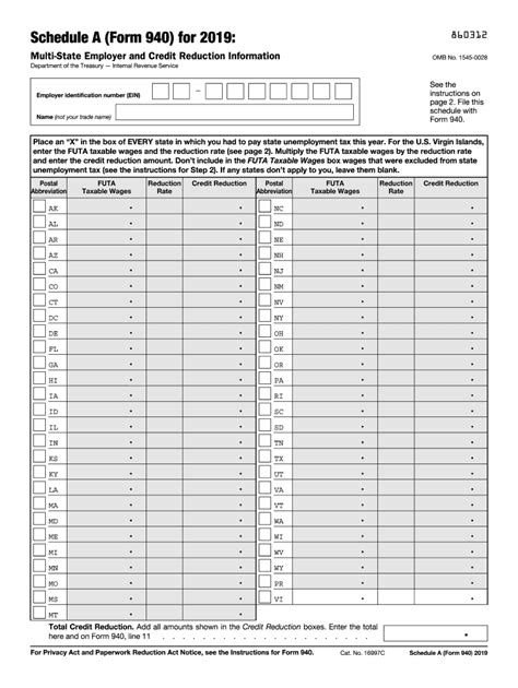 Irs 940 Schedule A 2019 Fill And Sign Printable Template Online