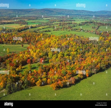 Loudoun County Virginia Usa Aerial Of Fragmented Forest With Autumn