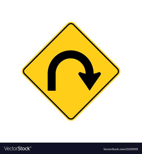Usa Traffic Road Signs Hairpin Curve Royalty Free Vector