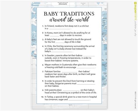 Baby Traditions Around The World Baby Shower Game Instant Etsy