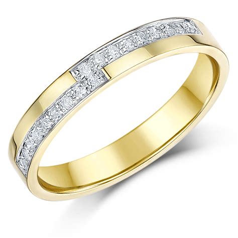 3mm 9 Carat Yellow Gold Diamond Set 18pt Wedding Ring Yellow Gold At Elma Uk Jewellery