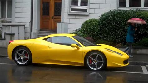 Yellow Ferrari 458 Italia Parked Side Views Youtube