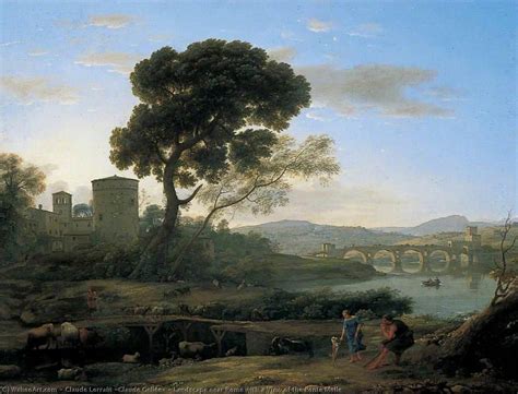 Claude Lorrain Landscape Near Rome With A View Of The Ponte Molle