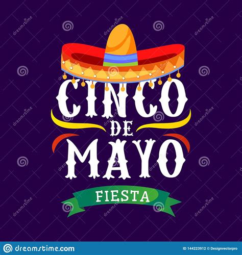 Cinco De Mayo Vector Greeting Card With Traditional Mexican Sombrero
