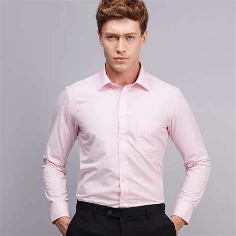 Men S Long Sleeve Pink Solid Dress Shirt Comfort Soft Broadcloth Slim