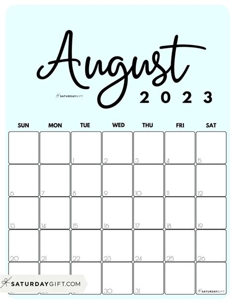 August 2023 Calendar Printable Free Pdf Cute Pelajaran