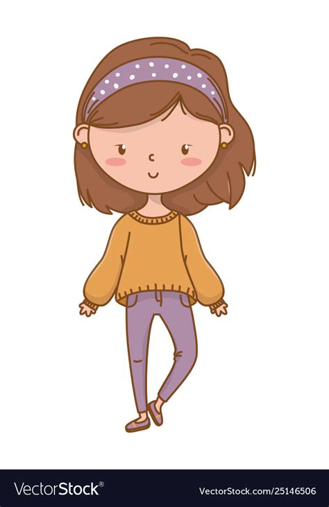 Cute Girl Cartoon Stylish Outfit Royalty Free Vector Image