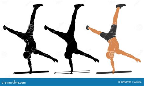Parallel Bars One Arm Handstand Stock Vector Illustration Of Exercise