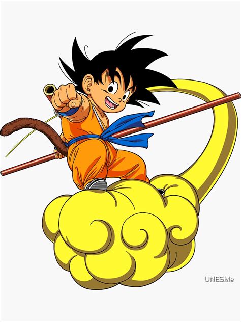Kid Goku On Nimbus Cloud Dragon Ball Sticker For Sale By Unesme