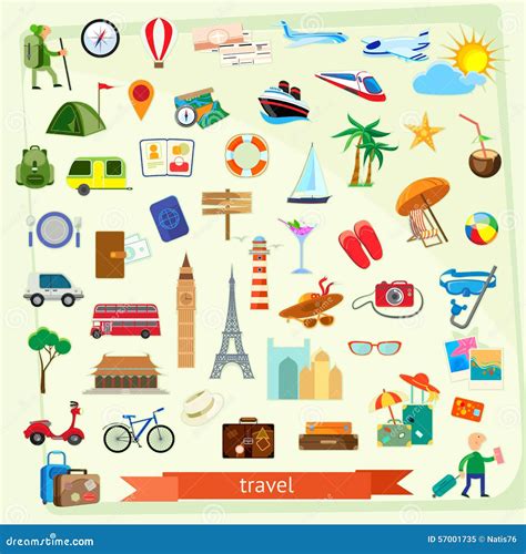 Travel Icon Set Stock Vector Illustration Of Destination 57001735