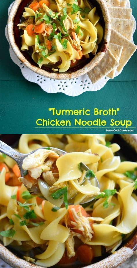 If you have any other vegetables left, such as peas or broccoli, you can cook them in the soup as well. Turmeric Chicken Noodle Soup | Recipe | Cooking, Cooking ...