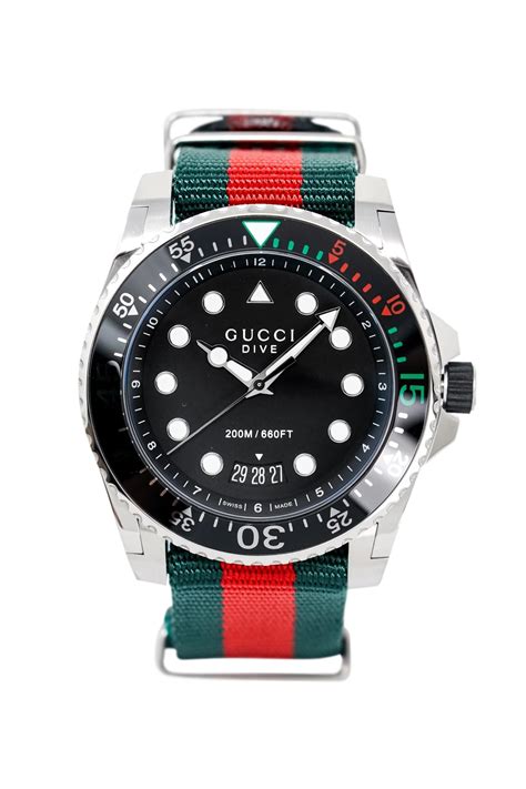 Gucci Ya136209 Black Dial Nylon Strap Watch For Men