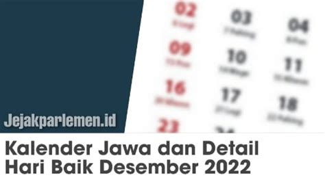 Kalender Jawa Weton Desember 2022 Dengan Hari Baik And Buruk