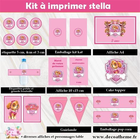 Kit Anniversaire Stella Pat Patrouille Deco Imprimer