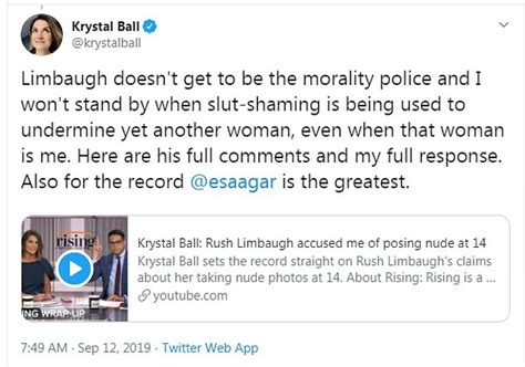 Krystal Ball Fires Back To Rush Limbaugh S False Accusation That She