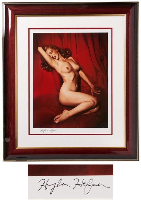 Lot Detail Hugh Hefner Signed Photo Of Marilyn Monroe S Famous Red
