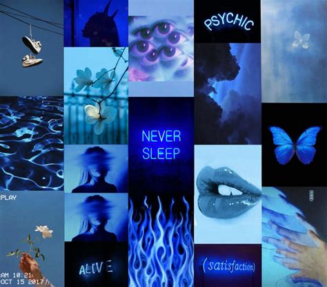 Blue Aesthetic Wall Collage Kit Digital Download 80 Pcs Etsy