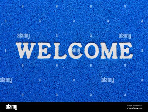 Welcome Text On Blue Background Stock Photo Alamy