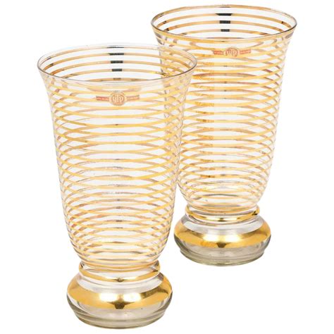 french art deco gilt stripe crystal vases a pair on french art deco crystal vase