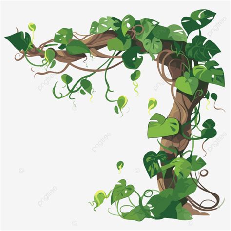 Jungle Vine Vector Sticker Clipart Cartoon Tree With Ivy Growing On It