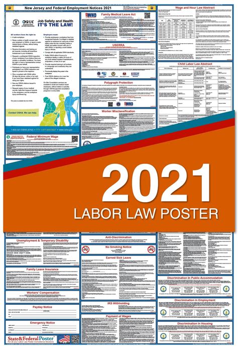 2021 New Jersey State And Federal Labor Law Poster Laminated