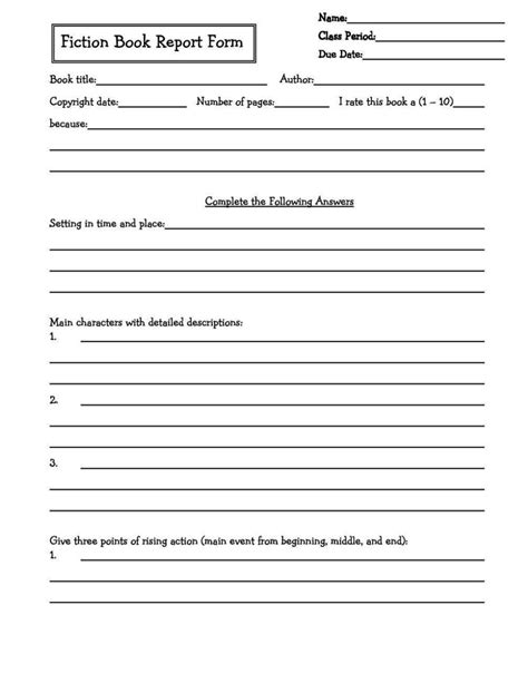 Book Report Template 5th Grade Pdf 12 Templates Example 7th Grade