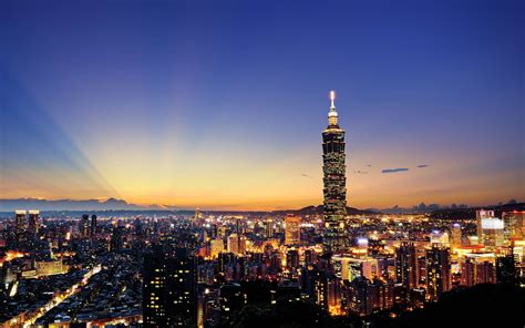 Taiwan China Taipei Evening City Wallpaper 2560x1600 349153
