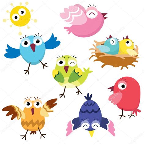 Cute Cartoon Birds — Stock Vector © Jasonlsy 108757904