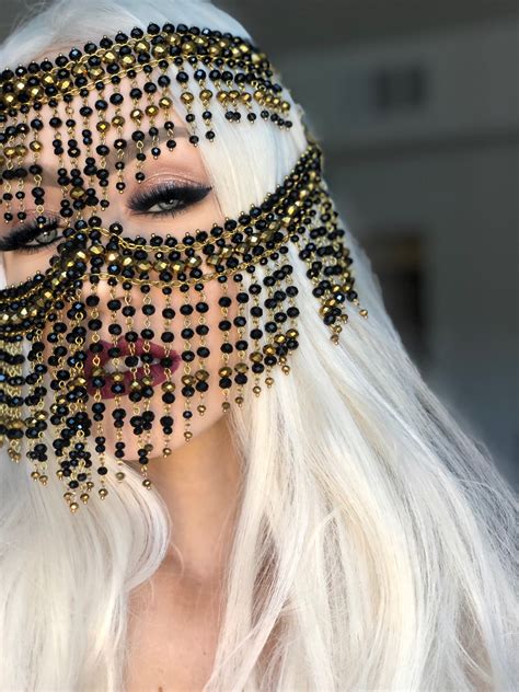 Tribal Face Chain Golden Leyla Burqa Face Mask Getman Jewelry