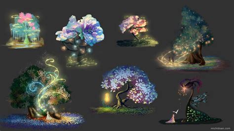 Magic Trees Michi Doan Environment Concept Art Fantasy Tree Alien