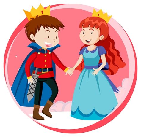 free vector fantasy prince and princess character on white background