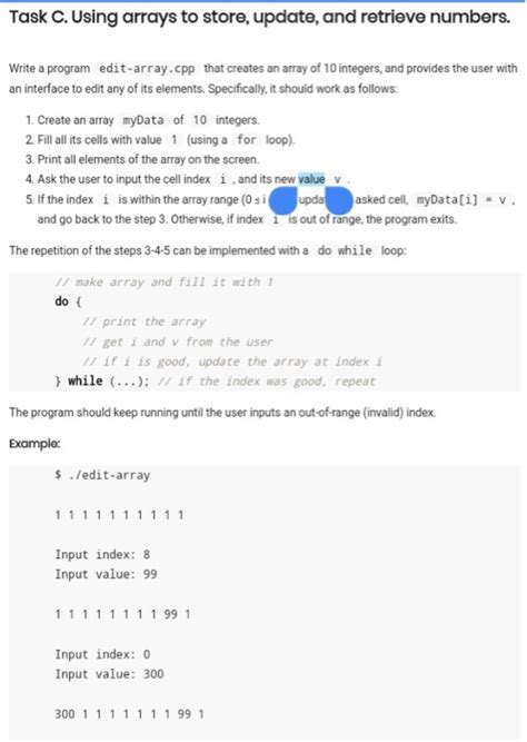 Solved Task C Using Arrays To Store Update And Retrieve Chegg Com