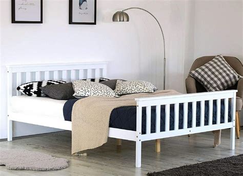 Double Bed Frame In White Solid Wood