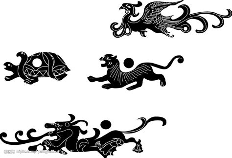瑞獸 青龍 白虎 玄武 朱雀 Japanese Packaging Chinese Pattern Seal Design Chinese Symbols Ceramics