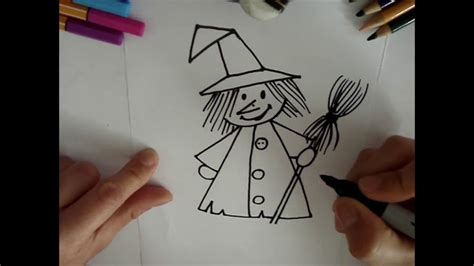 How To Draw A Witch For Halloween Como Dibujar Una Bruja Para