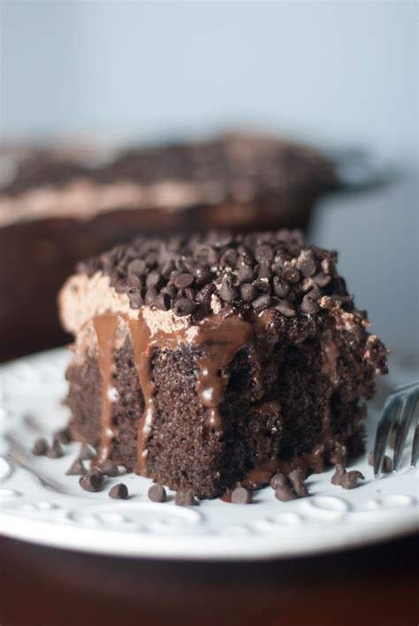 Rich chocolate peppermint cake moistened with sweetened condensed milk, smothered in whipped cream, and topped with candy cane bits. Chocolate Pudding Poke Cake - TGIF - This Grandma is Fun