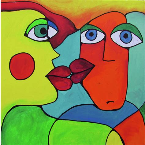 Abstract Kissing Painting By Patricia Piotrak Pixels
