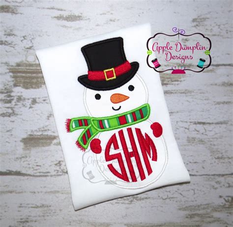 Monogram Snowman Applique 3 Sizes Products Swak Embroidery