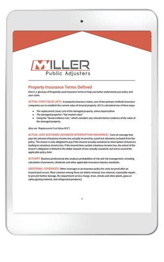 Download Property Insurance Terms Glossary | Miller Public Adjusters