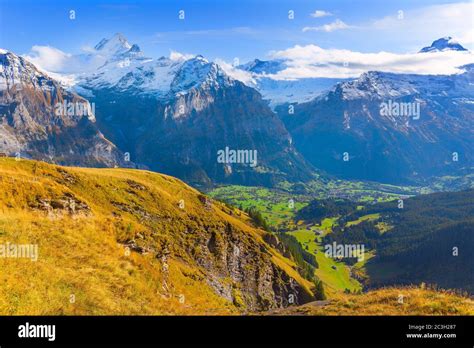 Swiss Alpine Mountain Landscape Grindelwald Stock Photo Alamy