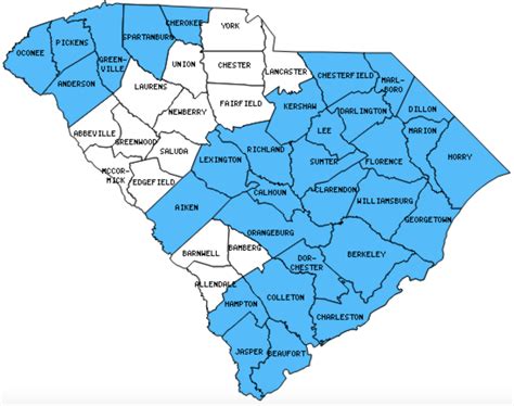 South Carolina Map Counties Retha Charmane