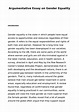 Essay Sample - For educational purposes - Argumentative Essay on Gender ...