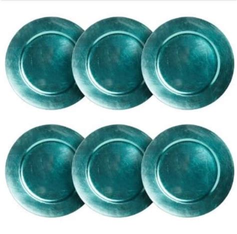 Set Of 6 Aqua Blue Charger Plates Chargers Tableware Plate Place