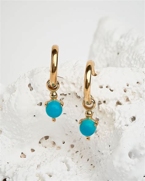 Turquoise Hoop Earrings Gemstone Earrings Mini Hoop Etsy Turquoise