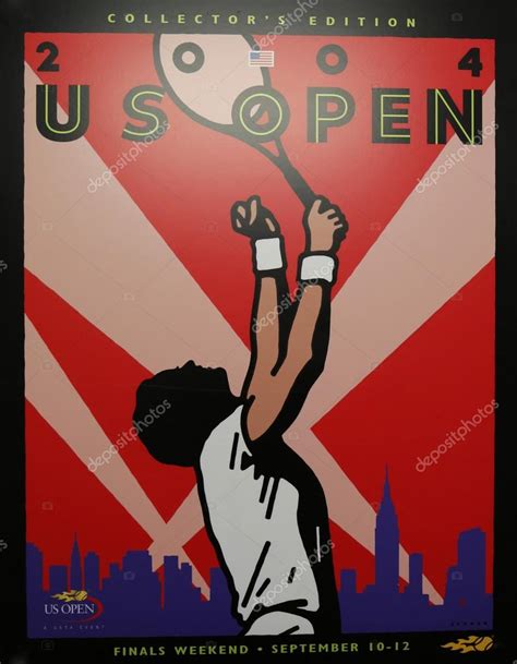 This is a poster for 2011 us open (tennis). US Open 2004 poster on display at the Billie Jean King National Tennis Center in New York ...