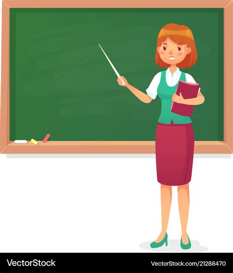 Chalkboard And Teacher Female Professor Teach At Vector Image