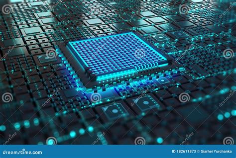 Cpu Abstract 3d Illustration Futuristic Processor And Quantum Computer
